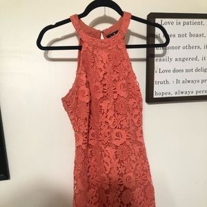 Beautiful lace salmon mini dress
